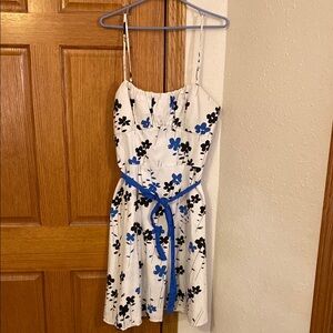 Floral Mini Dress with Blue Belt